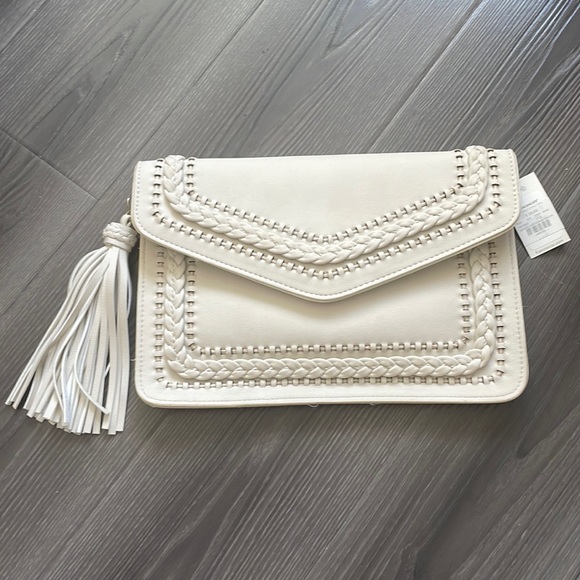 Francesca's Collections Bags Ivory Leather Tassel Clutch Poshmark